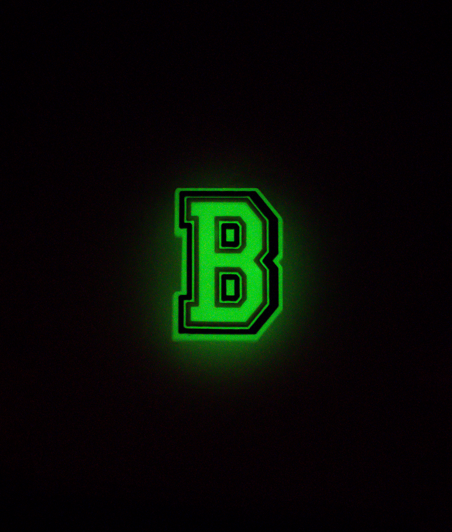GLOW-IN-THE-DARK ALPHABET B PIN