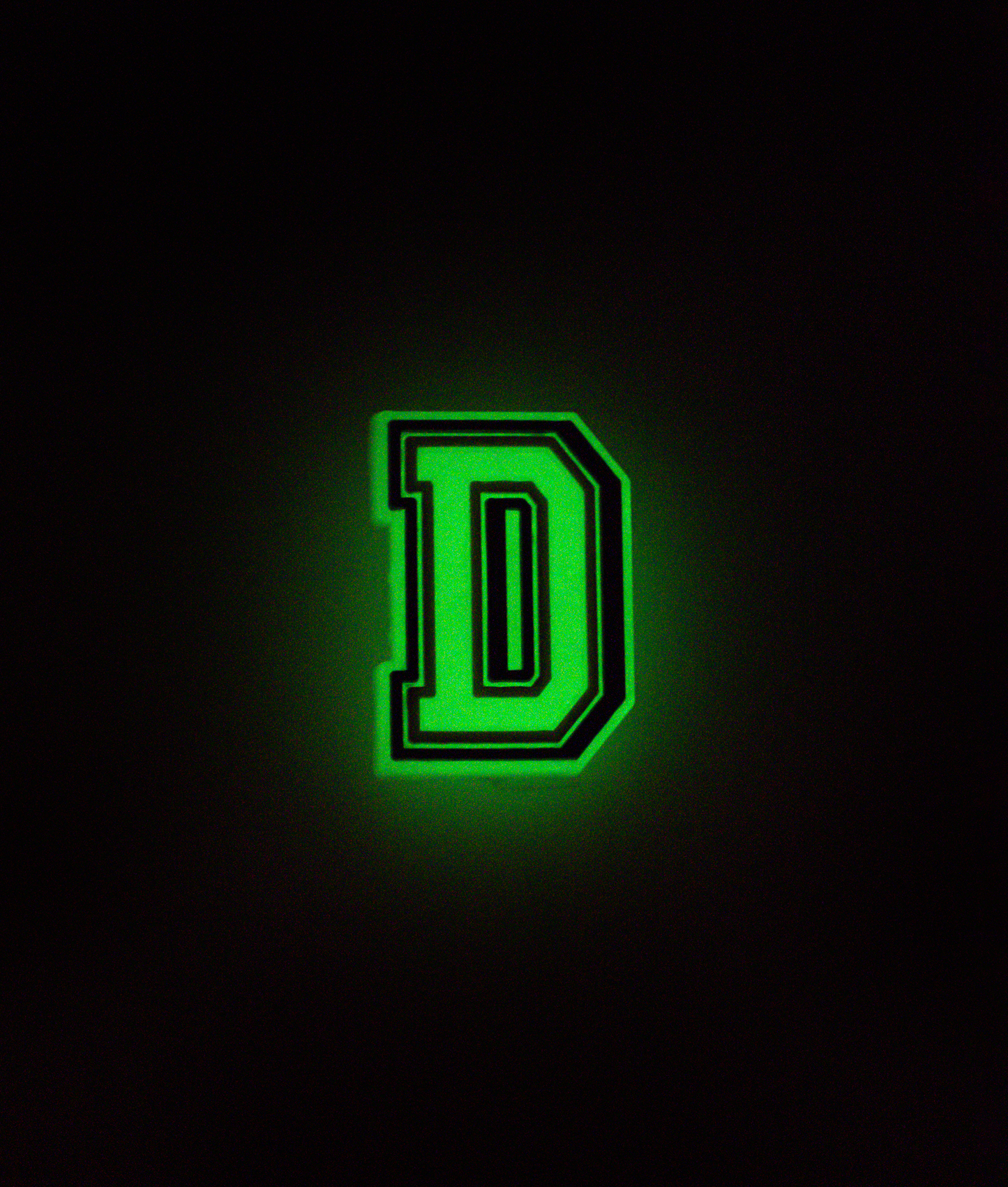 GLOW-IN-THE-DARK ALPHABET D PIN