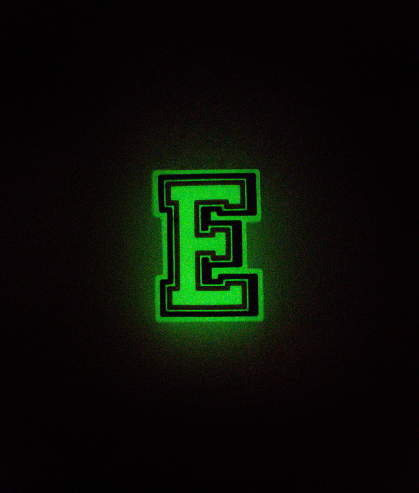GLOW-IN-THE-DARK ALPHABET E PIN
