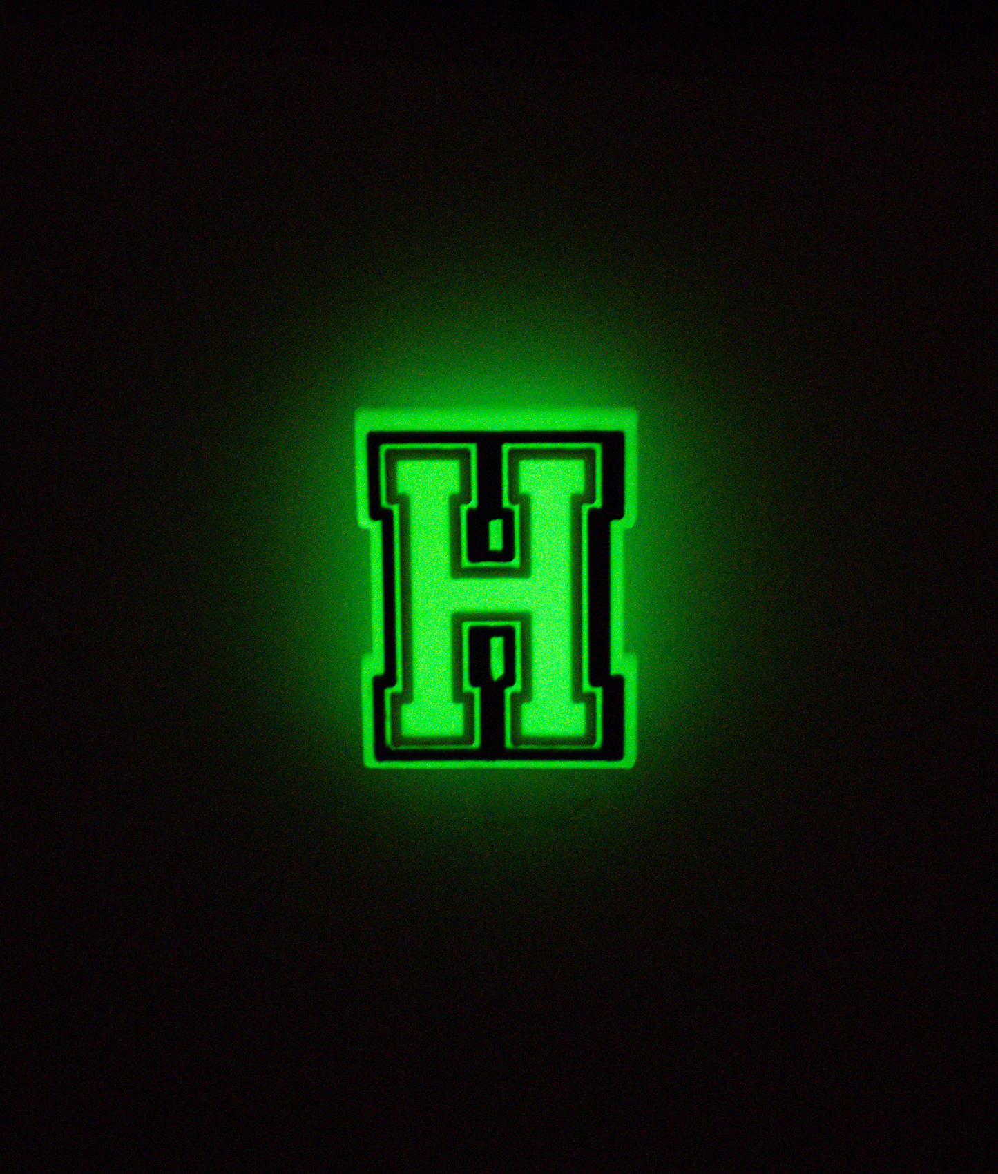 GLOW-IN-THE-DARK ALPHABET H PIN