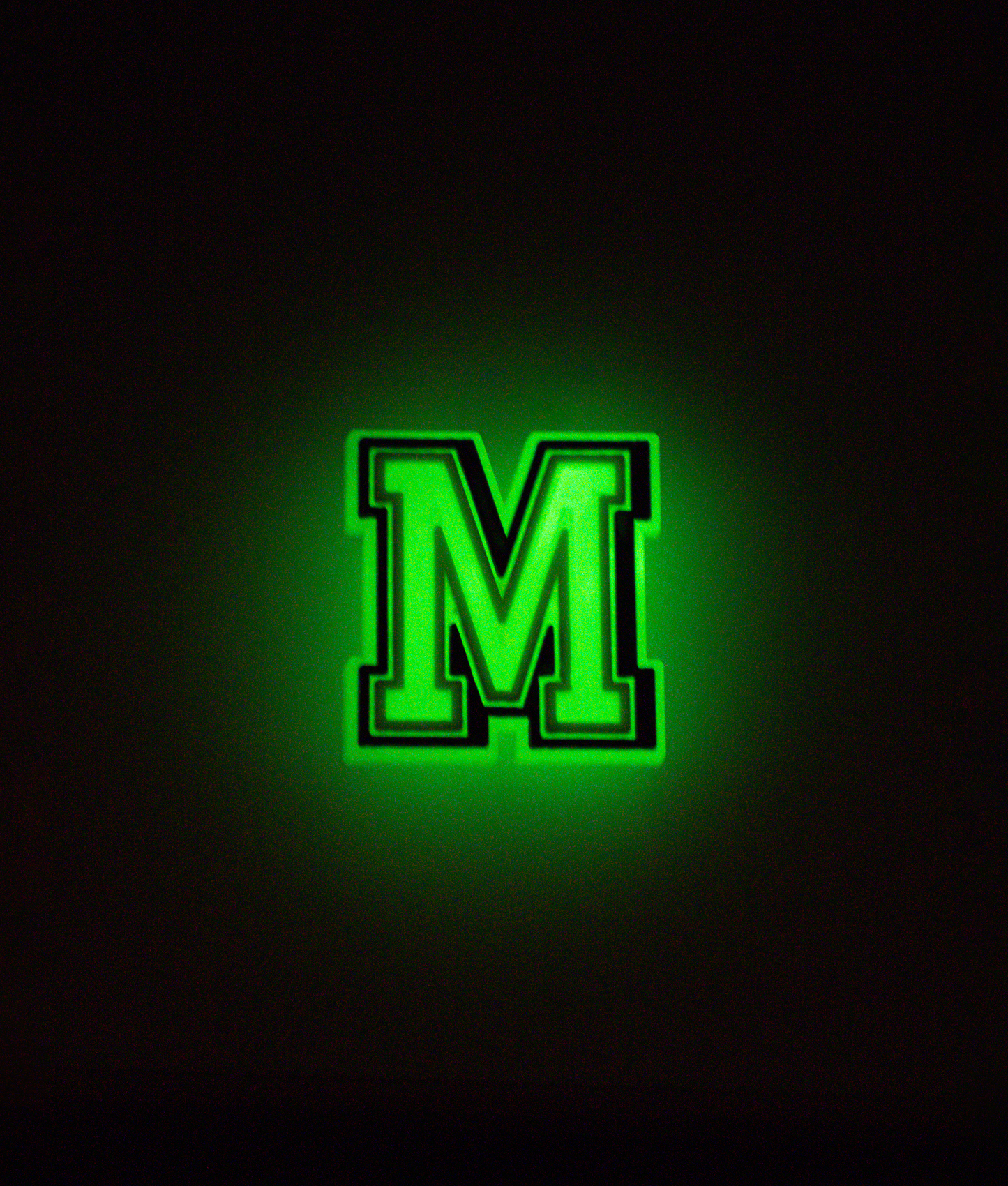 GLOW-IN-THE-DARK ALPHABET M PIN
