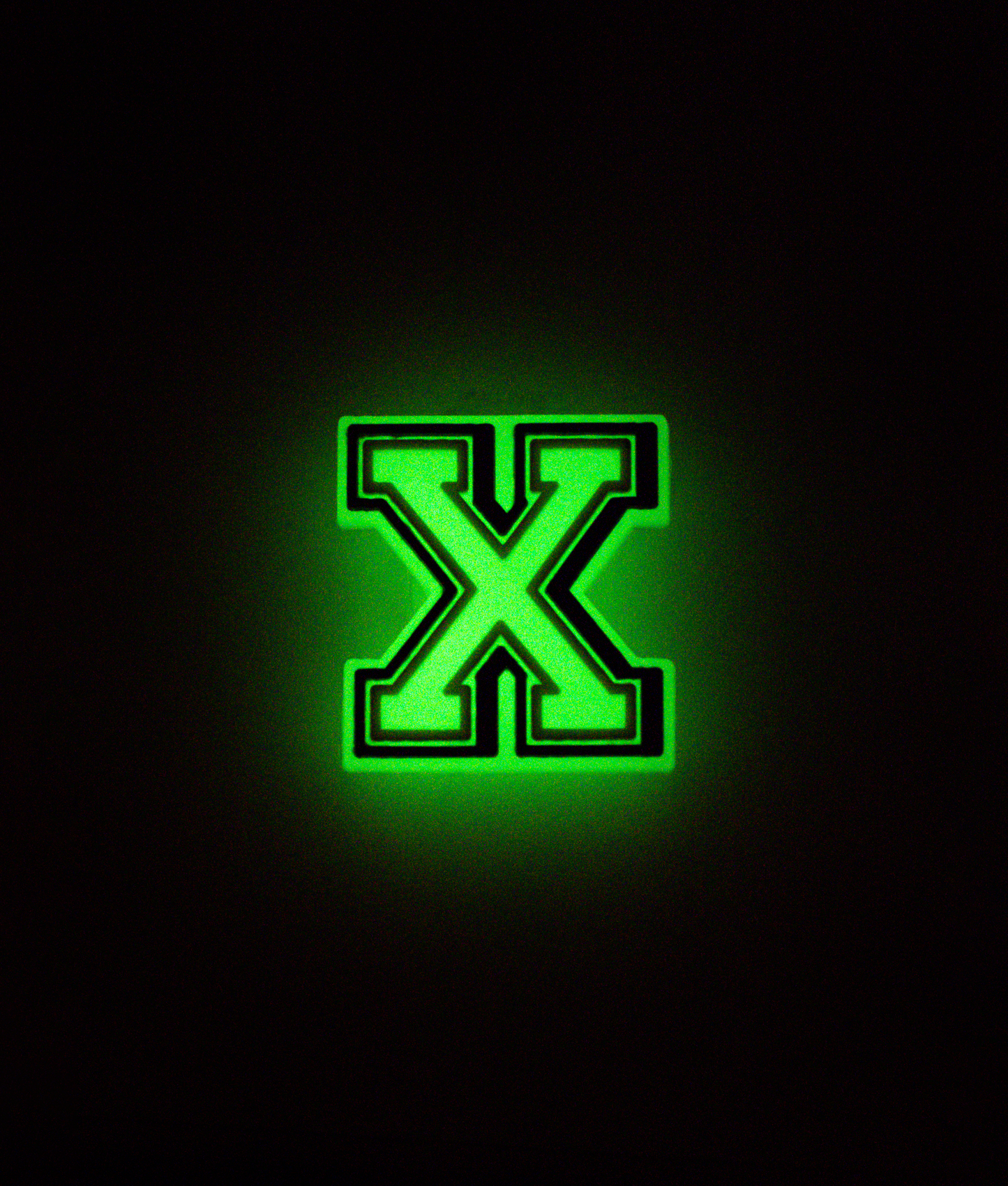 GLOW-IN-THE-DARK ALPHABET X PIN