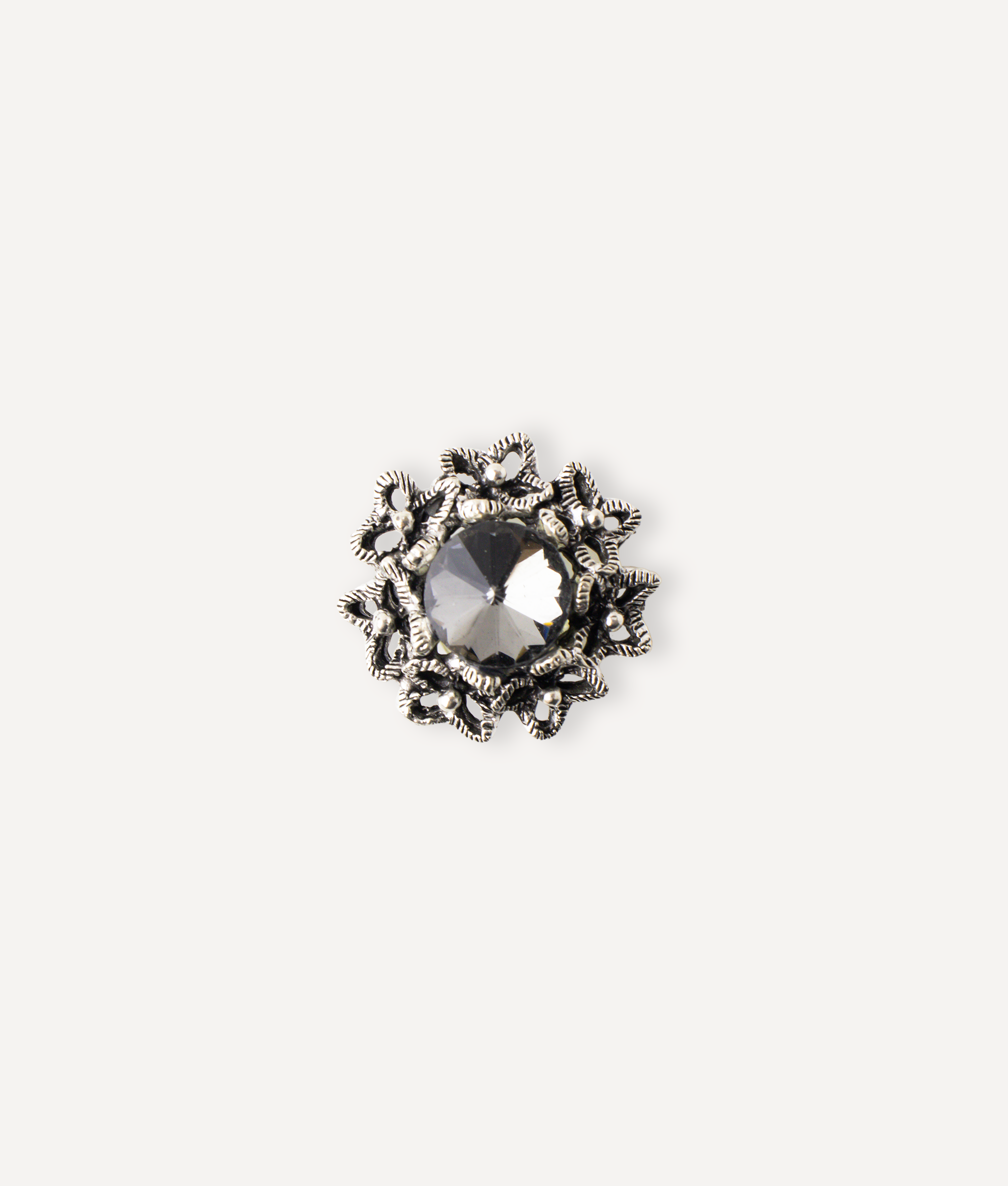VINTAGE SILVER FLOWER DIAMOND PIN